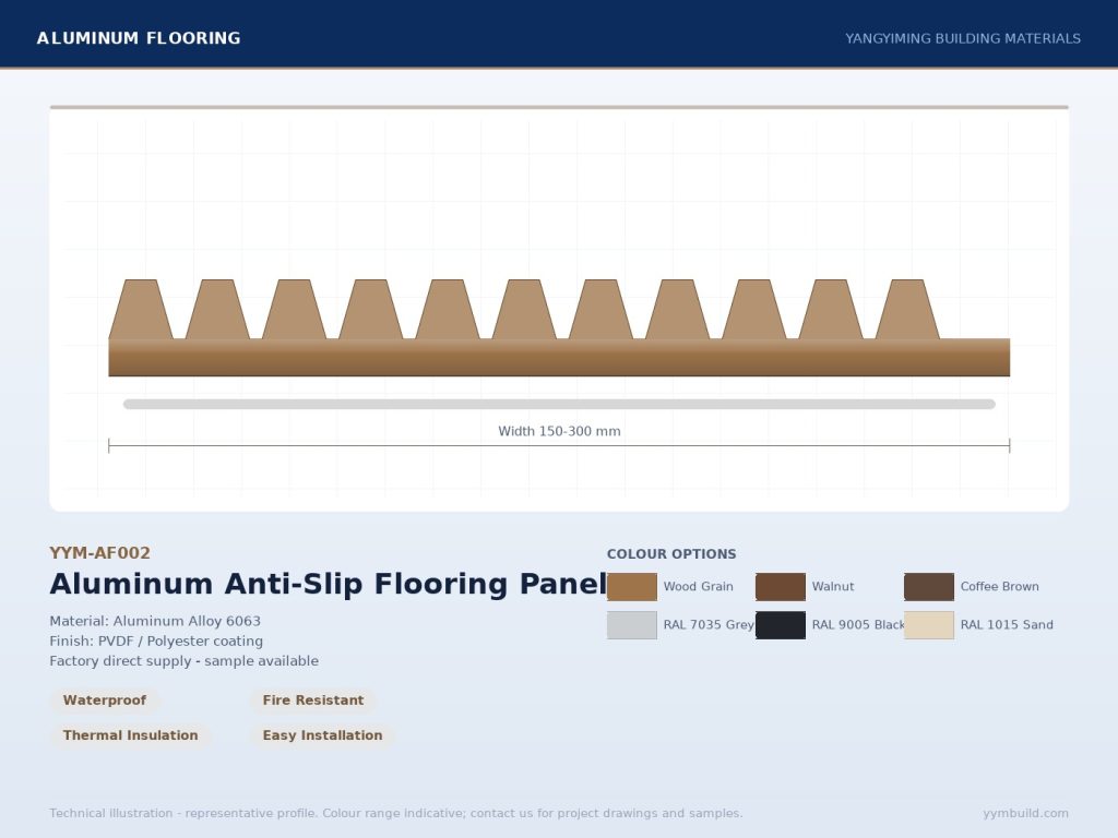 Aluminum Anti-Slip Flooring Panel YYM-AF002 profile drawing
