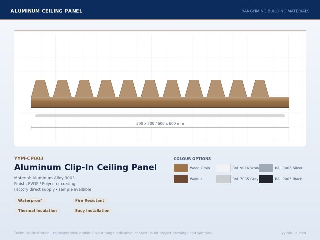 Aluminum Clip-In Ceiling Panel YYM-CP003 profile drawing