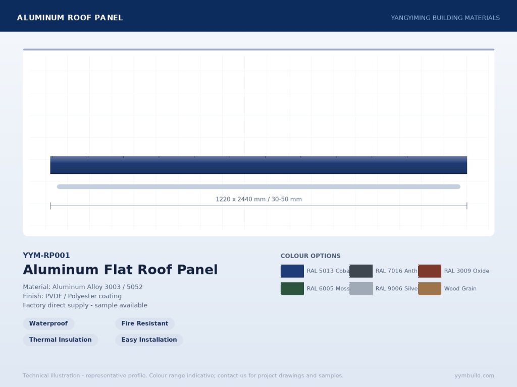Aluminum Flat Roof Panel YYM-RP001 profile drawing