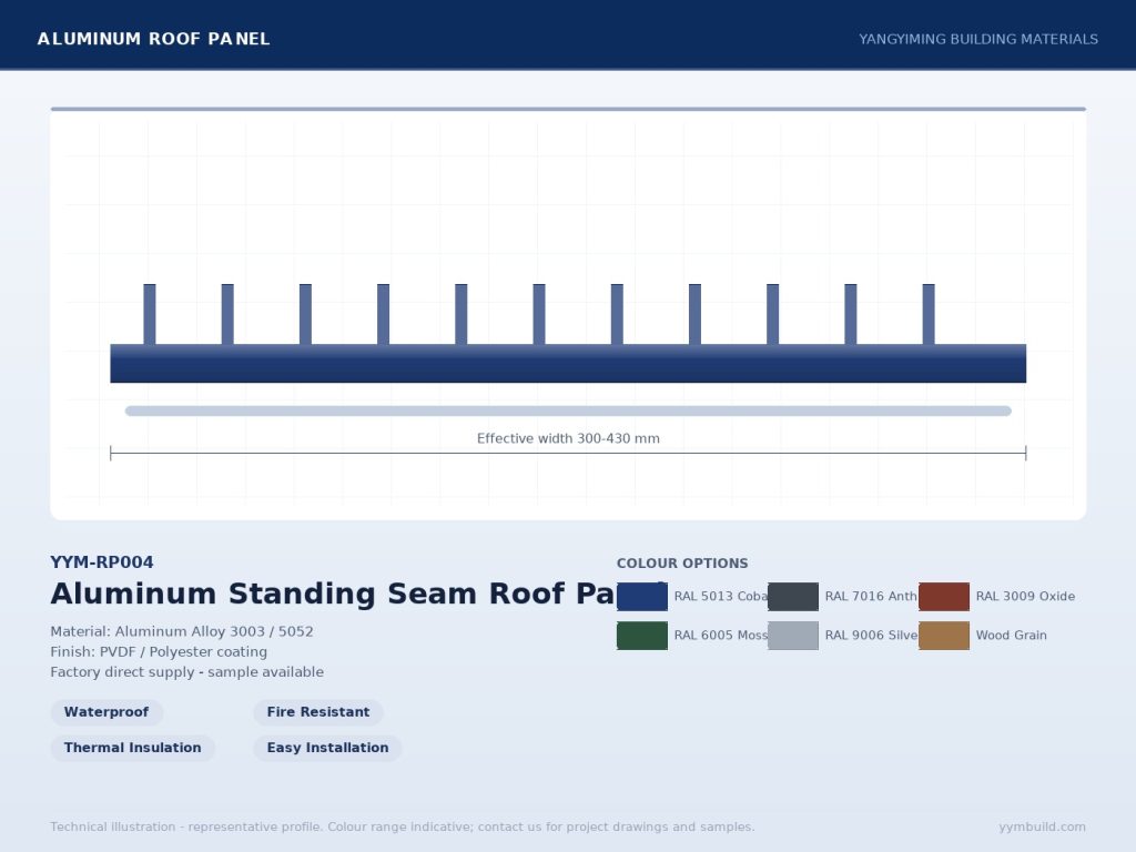 Aluminum Standing Seam Roof Panel YYM-RP004 profile drawing