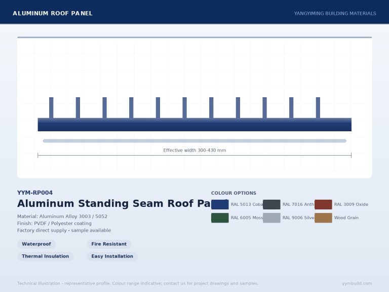 Aluminum Standing Seam Roof Panel YYM-RP004 profile drawing