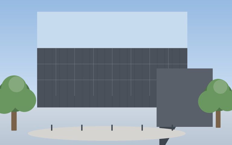 Aluminum facade cladding applied to a commercial building
