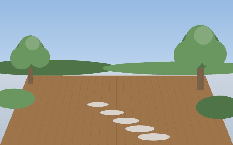 Aluminum decking applied to a garden terrace
